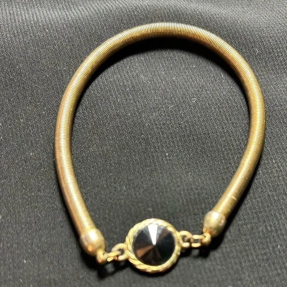 VYG Gold Tone Metal Coiled Bracelet with black accent. Unique find!! - Picture 3 of 7